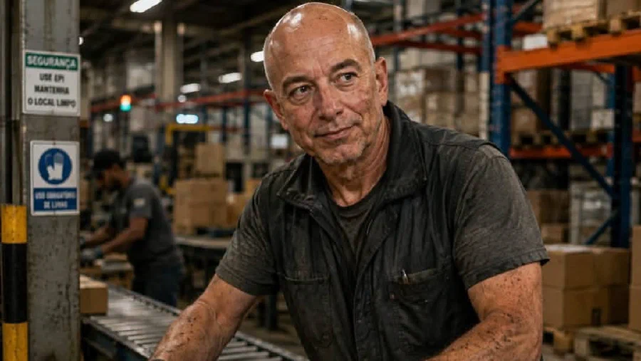 Jeff Bezos trabajando en un galpón logístico